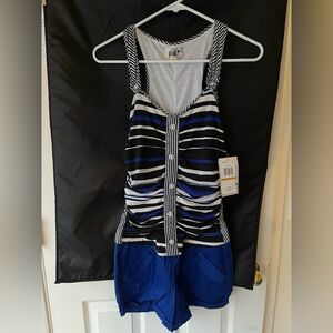 Striped Blue and Black Jolt Romper